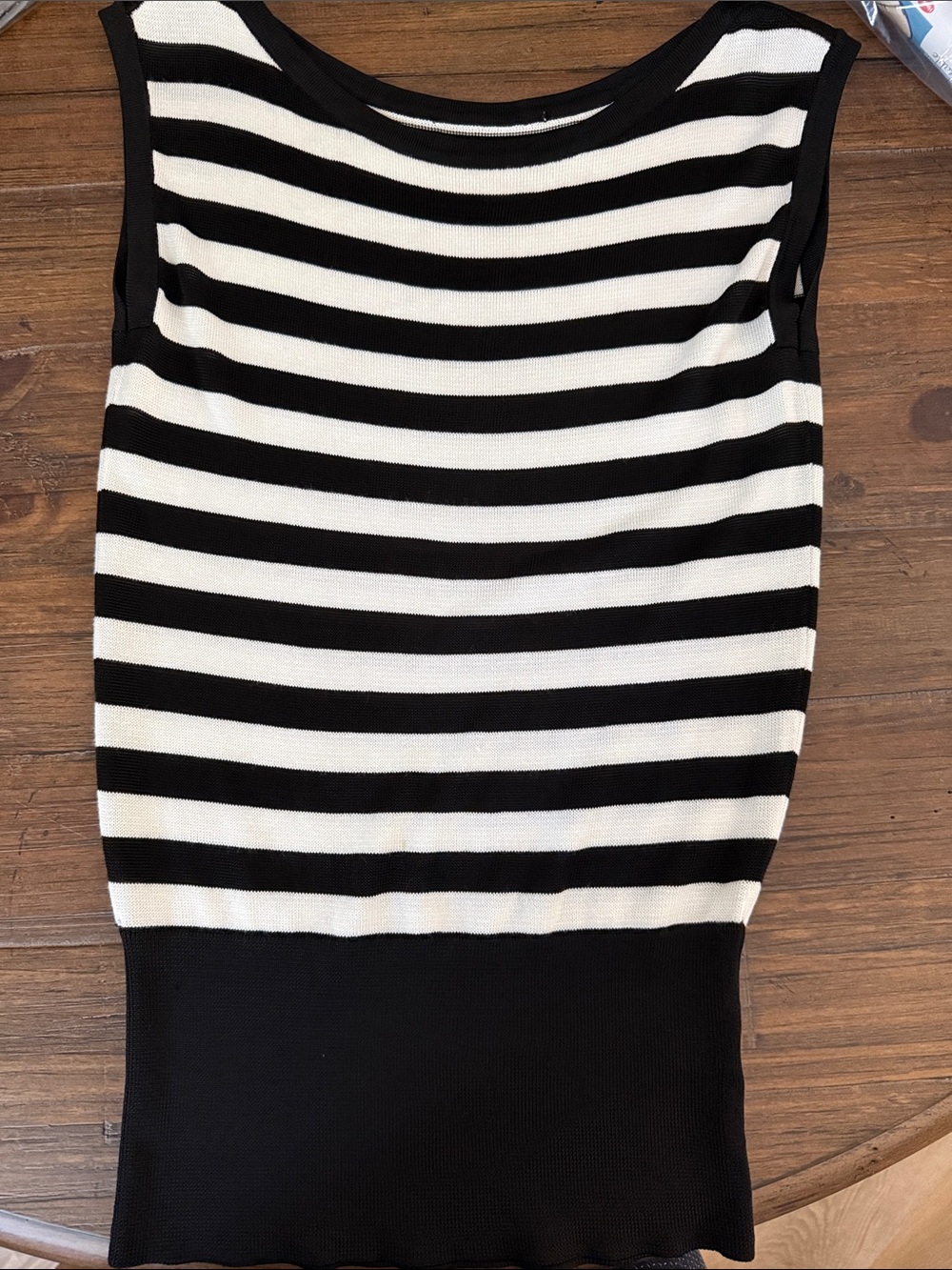 White House Black Market Black & White Striped Sleeveless Knit Top - Picture 11 of 12